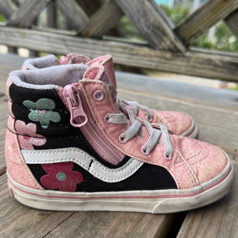 Vans Toddler Glitter Sk8-hi Sneakers - size 9 - Pink and Black glitter high tops